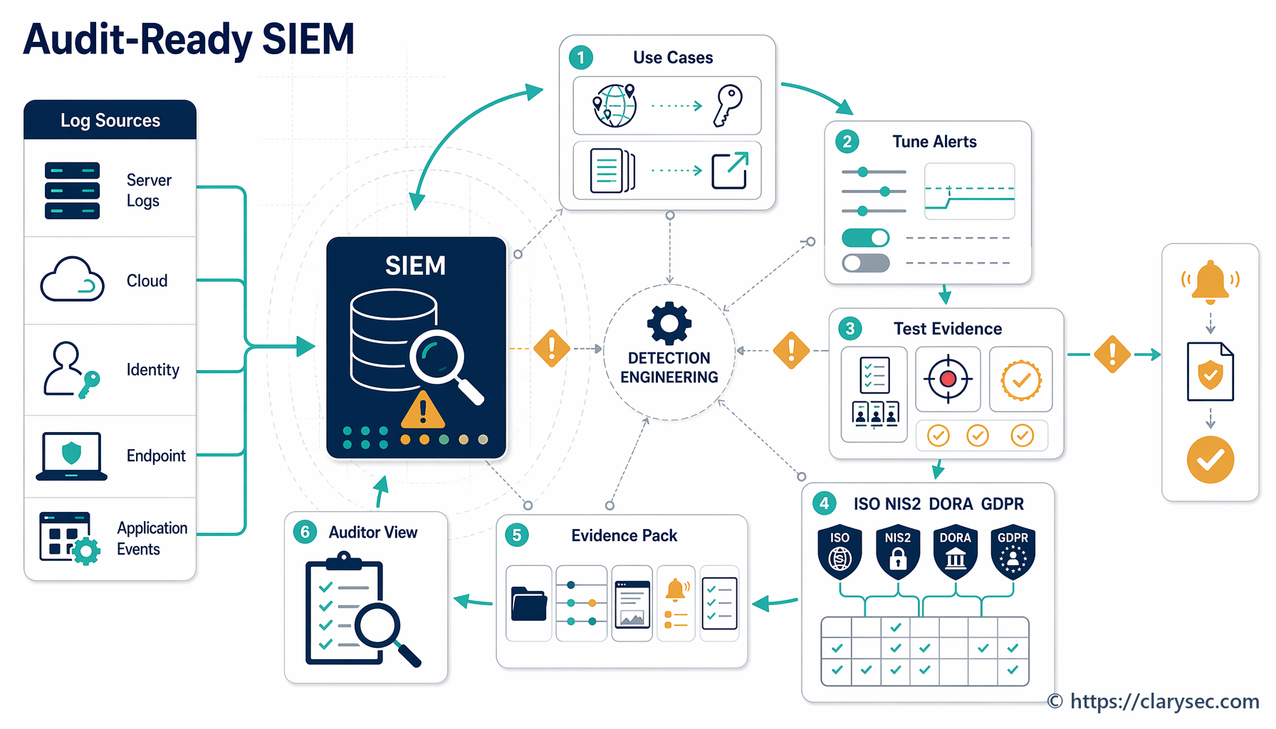 Audit-ready SIEM detection engineering lifecycle for ISO 27001 NIS2 DORA GDPR